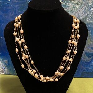 Vintage gold-tone multi-strand necklace with faux pearls